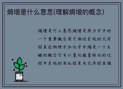 熵增是什么意思(理解熵增的概念)
